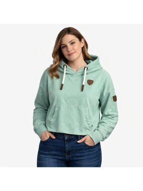 Wanakome Etta Cropped Hoodie Size XL Mountain Leisure Rustic Chic Green Blue